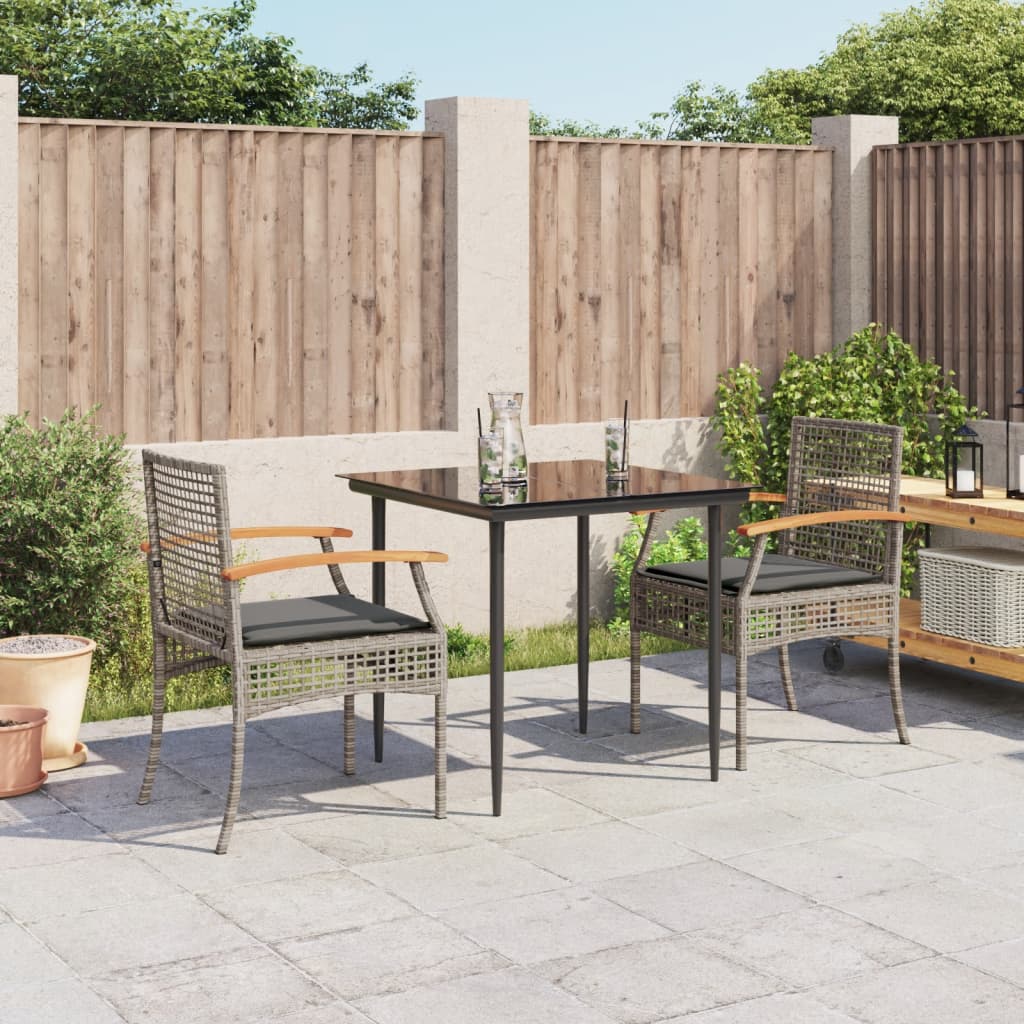 3-delige Tuinset met kussens poly rattan grijs is nu te koop bij PeponiXL, paradijselijk wonen!