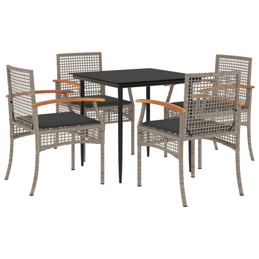 5-delige Tuinset met kussens poly rattan grijs is nu te koop bij PeponiXL, paradijselijk wonen!