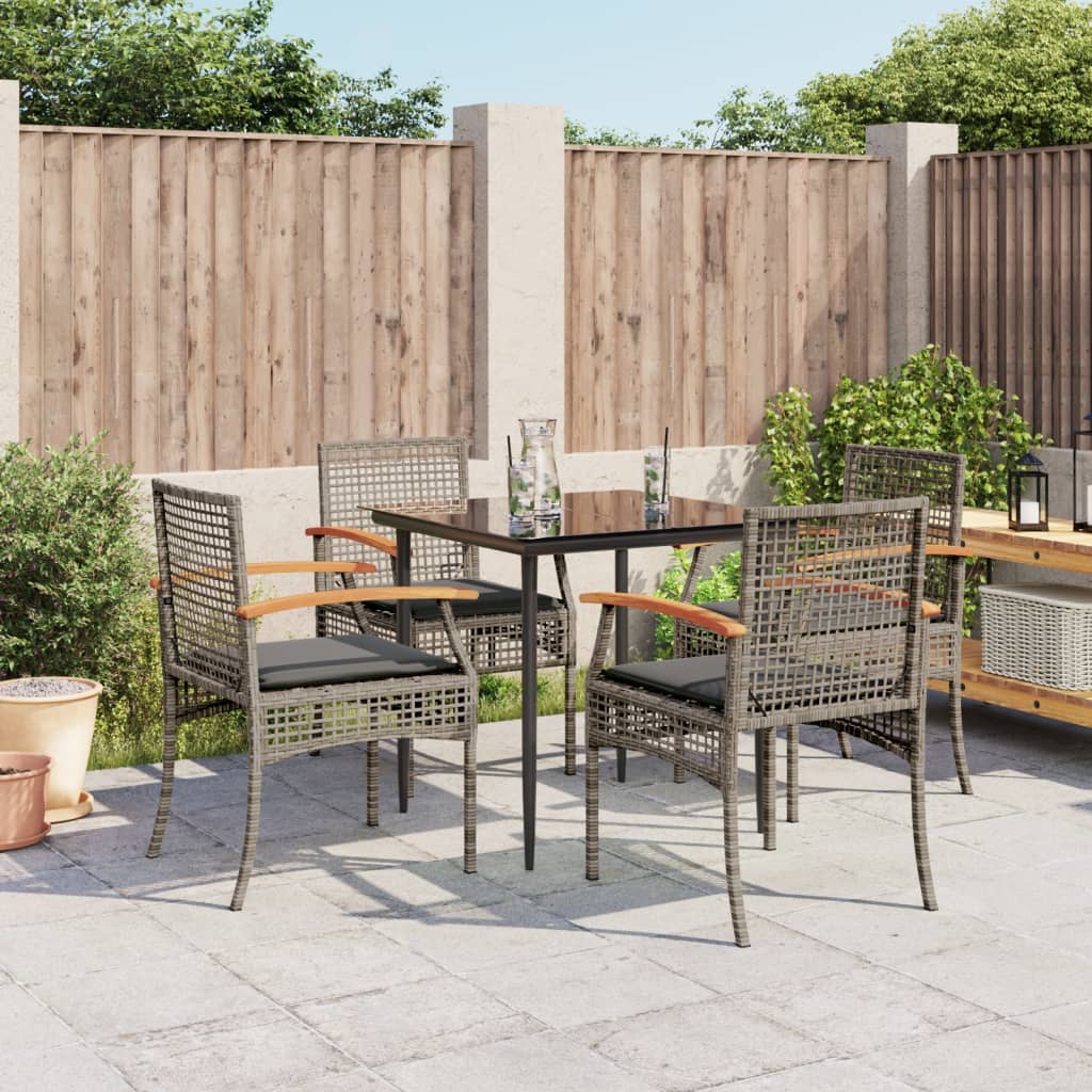 5-delige Tuinset met kussens poly rattan grijs is nu te koop bij PeponiXL, paradijselijk wonen!