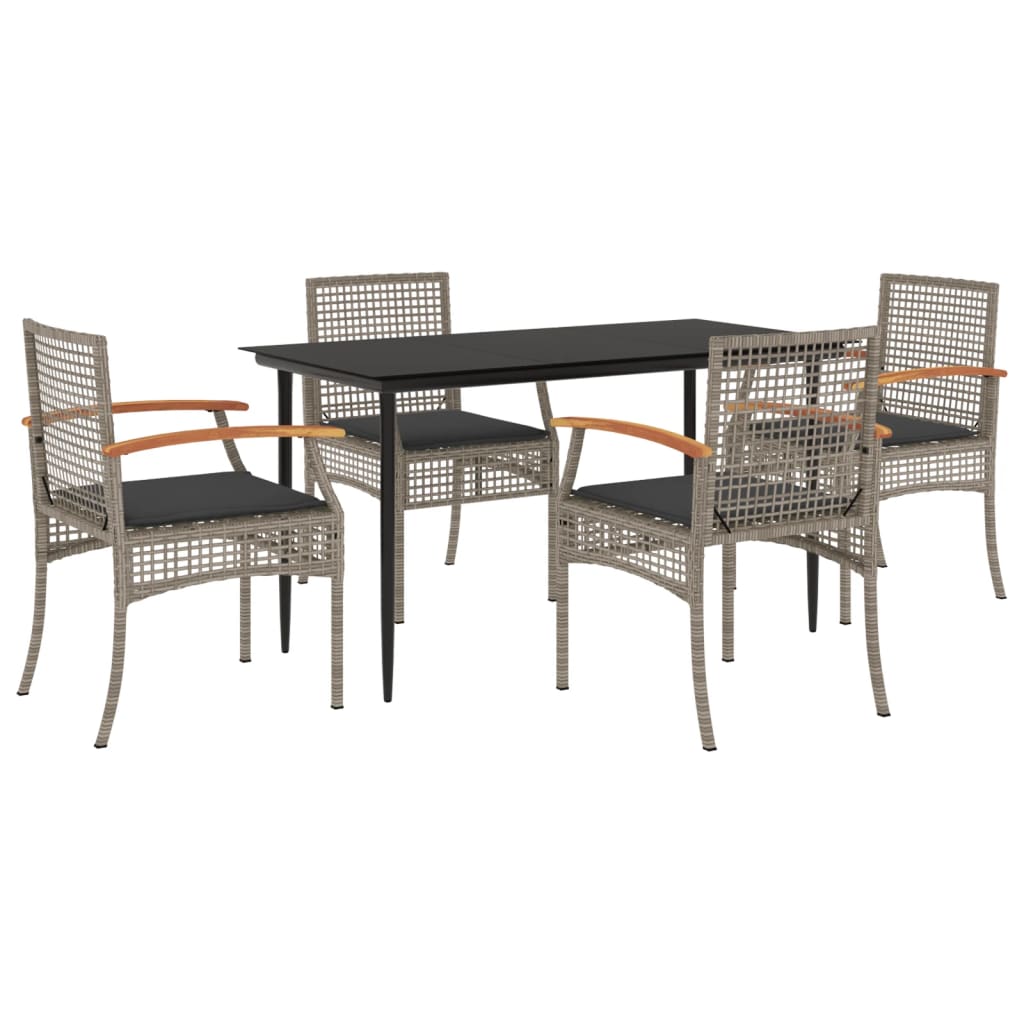 5-delige Tuinset met kussens poly rattan grijs is nu te koop bij PeponiXL, paradijselijk wonen!