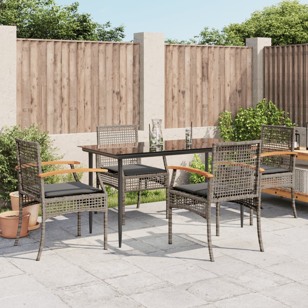5-delige Tuinset met kussens poly rattan grijs is nu te koop bij PeponiXL, paradijselijk wonen!