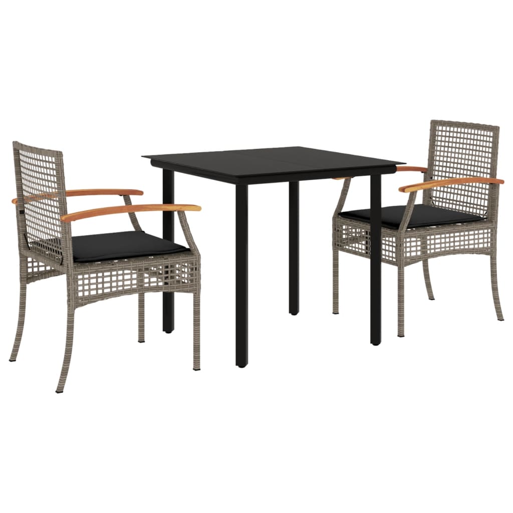3-delige Tuinset met kussens poly rattan grijs is nu te koop bij PeponiXL, paradijselijk wonen!