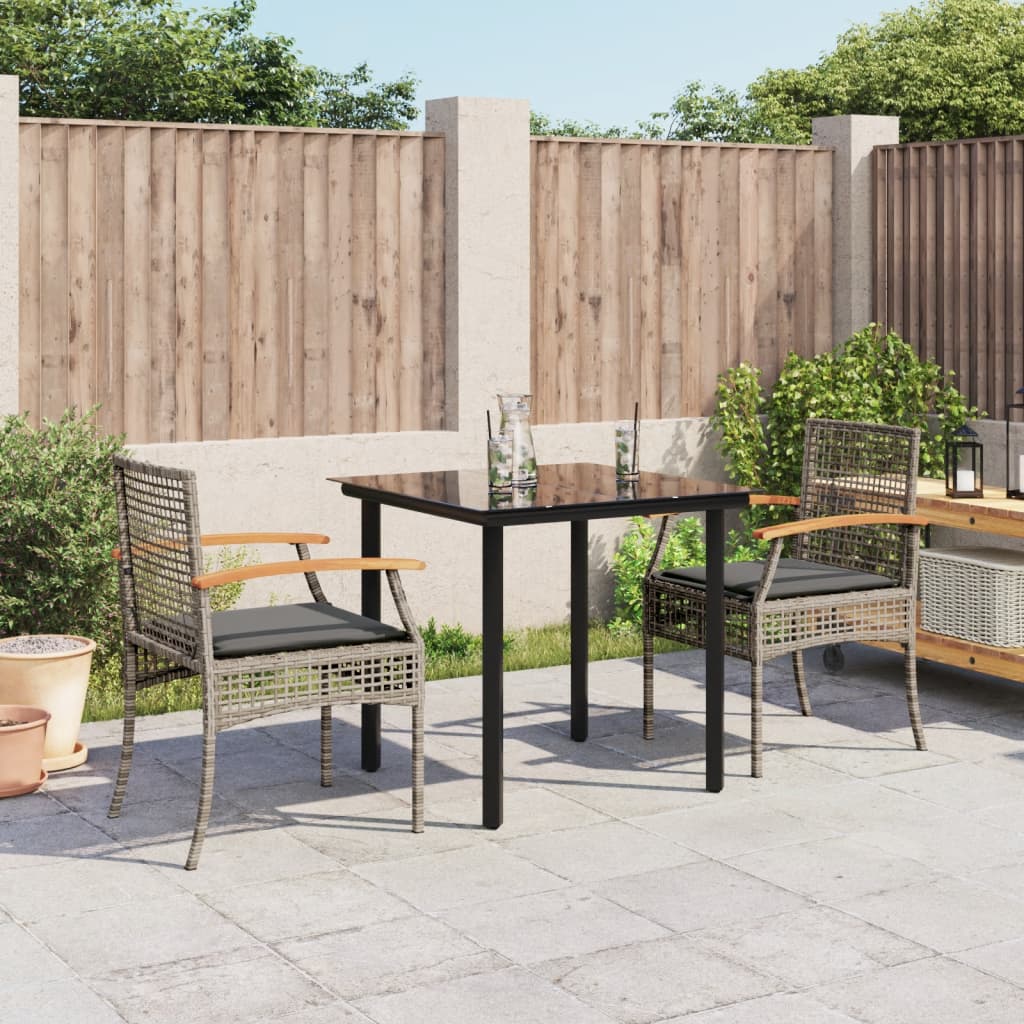 3-delige Tuinset met kussens poly rattan grijs is nu te koop bij PeponiXL, paradijselijk wonen!
