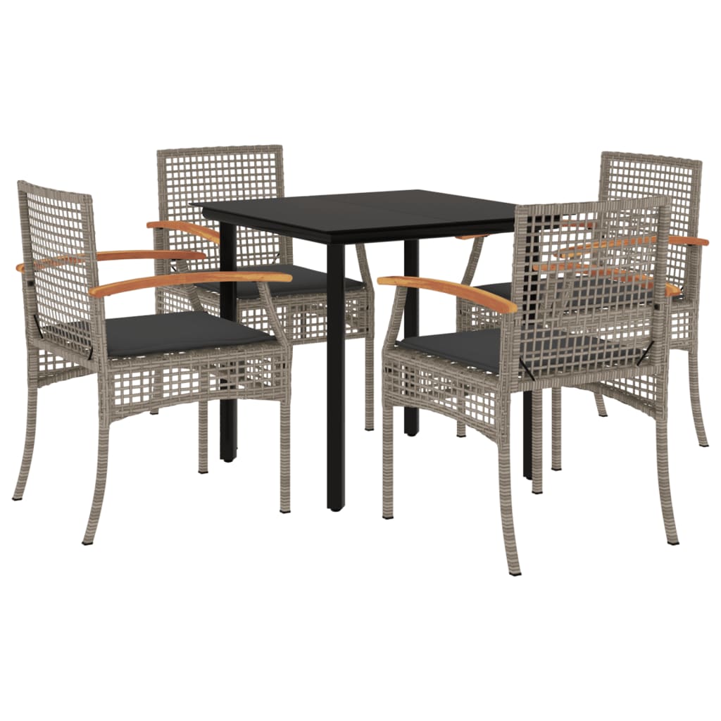 5-delige Tuinset met kussens poly rattan grijs is nu te koop bij PeponiXL, paradijselijk wonen!
