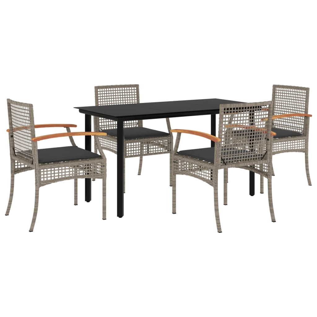 5-delige Tuinset met kussens poly rattan grijs is nu te koop bij PeponiXL, paradijselijk wonen!