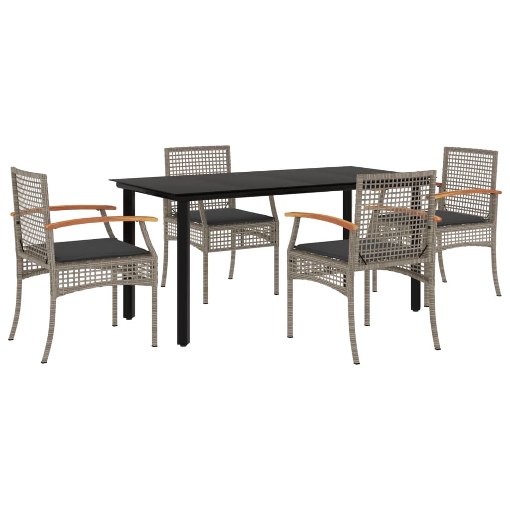 5-delige Tuinset met kussens poly rattan grijs is nu te koop bij PeponiXL, paradijselijk wonen!
