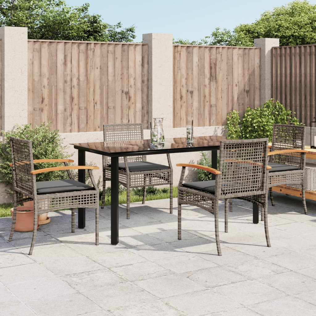 5-delige Tuinset met kussens poly rattan grijs is nu te koop bij PeponiXL, paradijselijk wonen!
