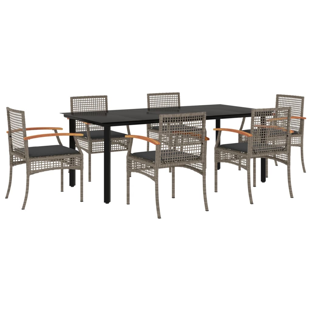 7-delige Tuinset met kussens poly rattan grijs is nu te koop bij PeponiXL, paradijselijk wonen!