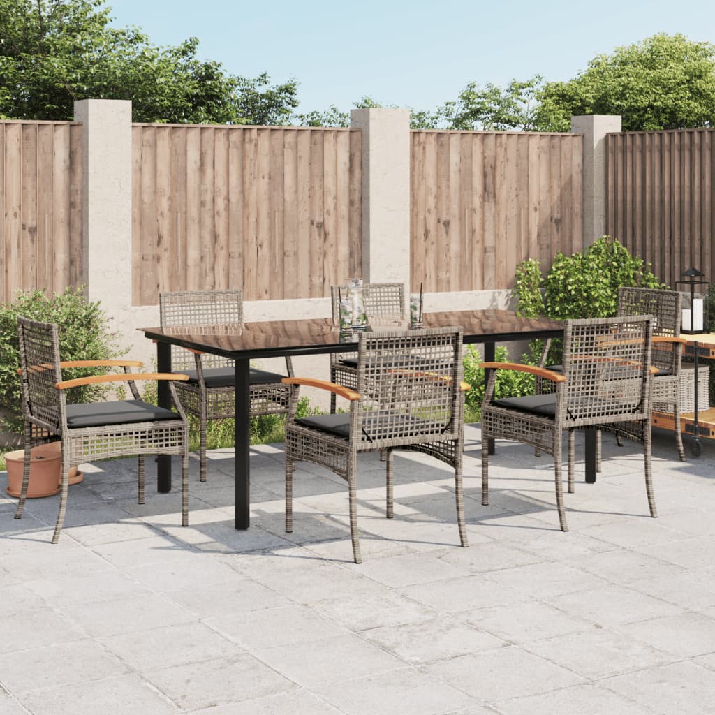 7-delige Tuinset met kussens poly rattan grijs is nu te koop bij PeponiXL, paradijselijk wonen!