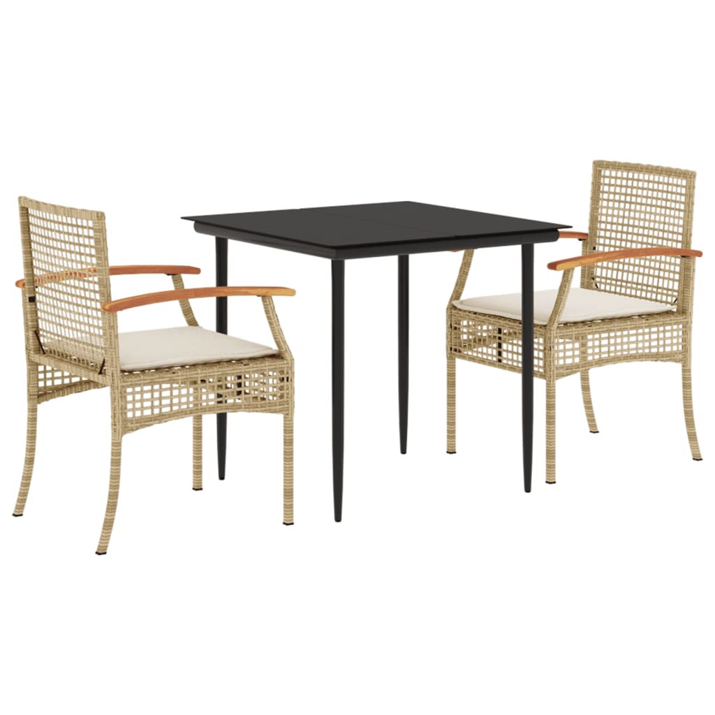 3-delige Tuinset met kussens poly rattan beige is nu te koop bij PeponiXL, paradijselijk wonen!