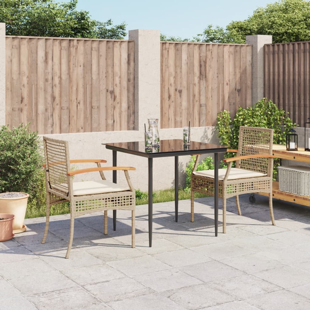3-delige Tuinset met kussens poly rattan beige is nu te koop bij PeponiXL, paradijselijk wonen!