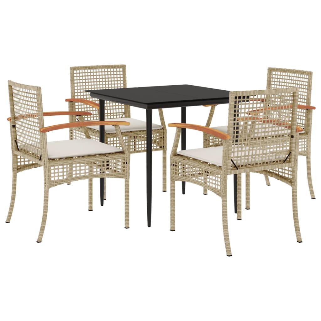 5-delige Tuinset met kussens poly rattan beige is nu te koop bij PeponiXL, paradijselijk wonen!