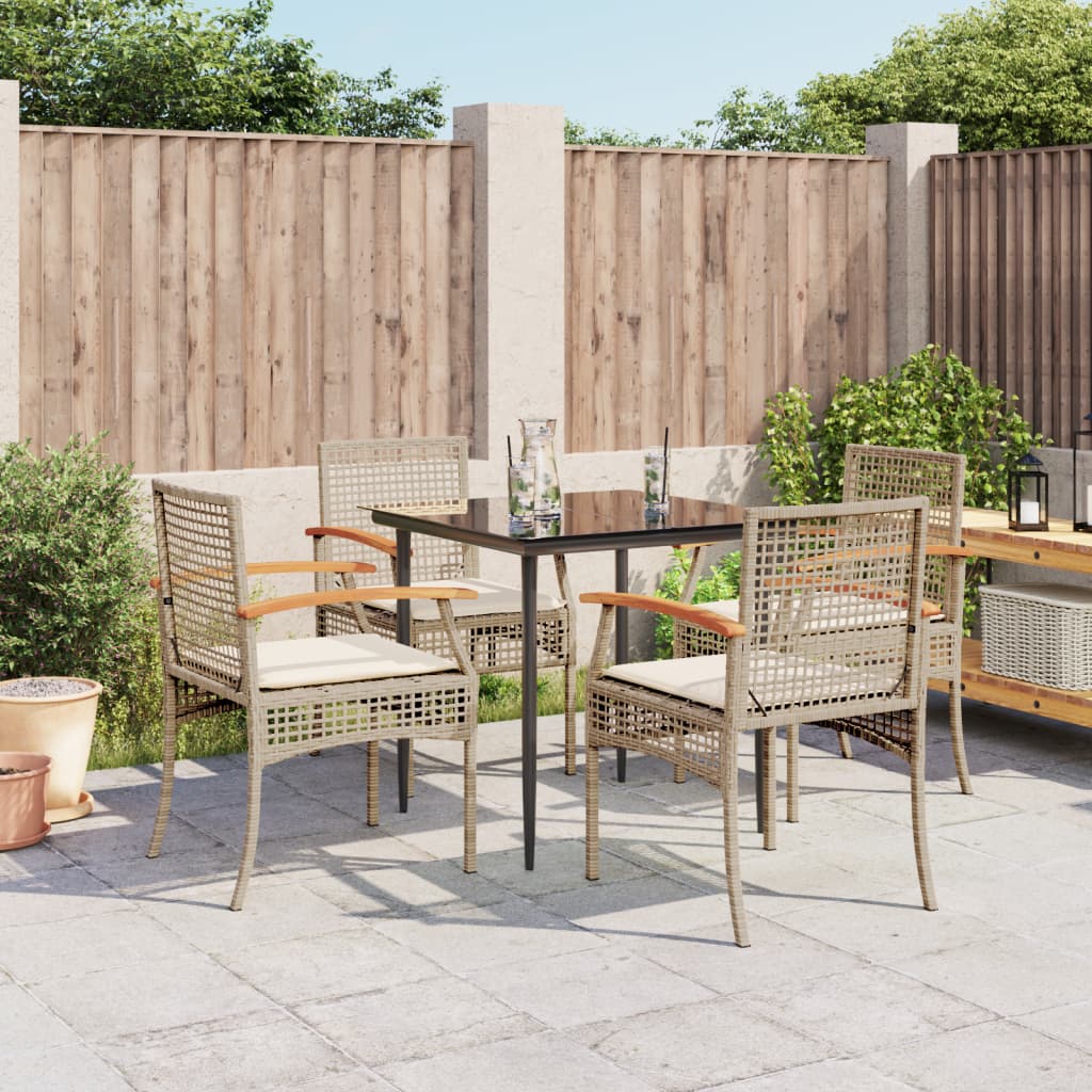 5-delige Tuinset met kussens poly rattan beige is nu te koop bij PeponiXL, paradijselijk wonen!