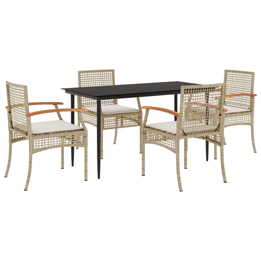 5-delige Tuinset met kussens poly rattan beige is nu te koop bij PeponiXL, paradijselijk wonen!