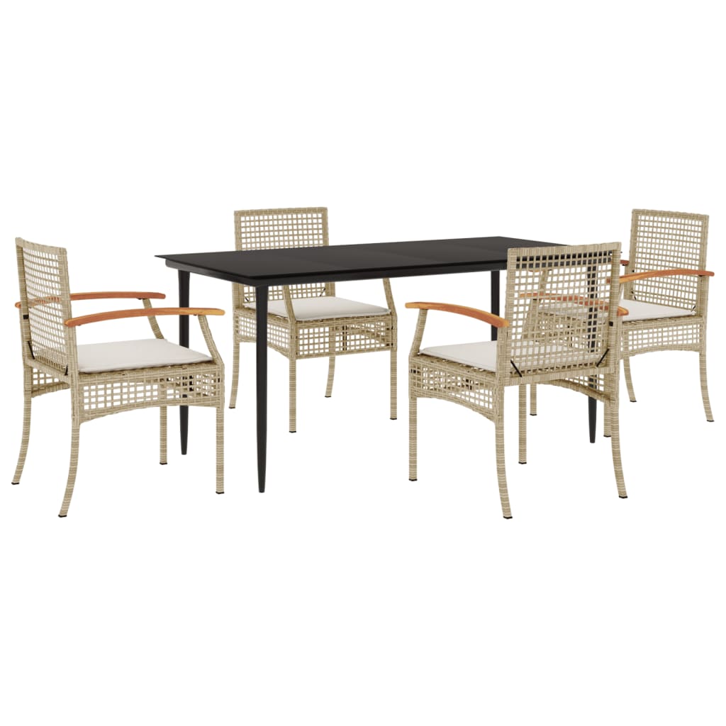 5-delige Tuinset met kussens poly rattan beige is nu te koop bij PeponiXL, paradijselijk wonen!