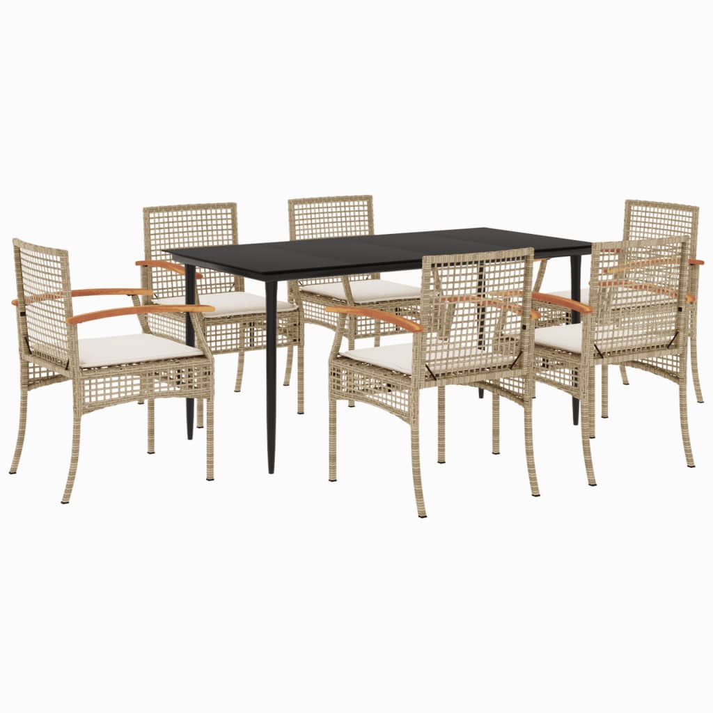 7-delige Tuinset met kussens poly rattan beige is nu te koop bij PeponiXL, paradijselijk wonen!