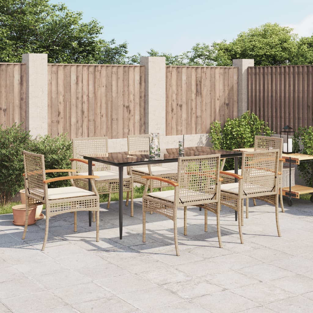 7-delige Tuinset met kussens poly rattan beige is nu te koop bij PeponiXL, paradijselijk wonen!