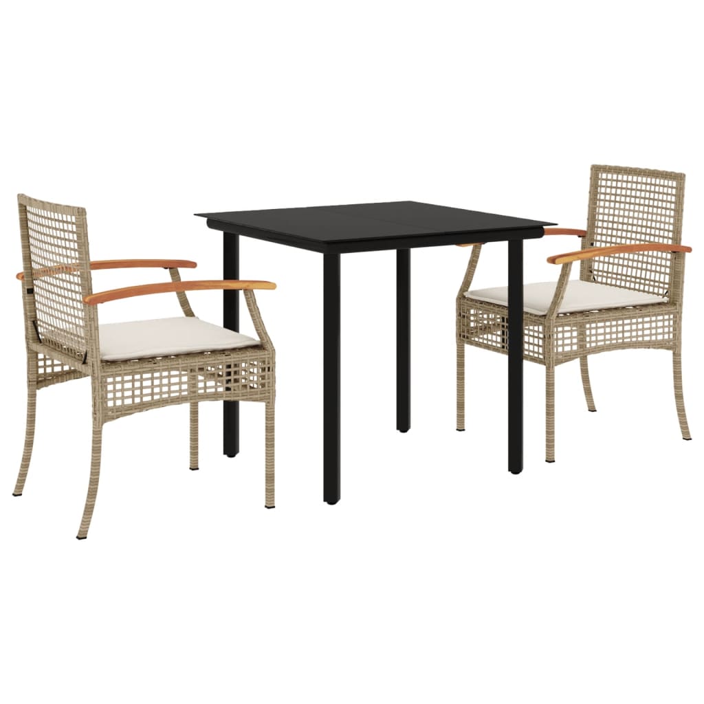 3-delige Tuinset met kussens poly rattan beige is nu te koop bij PeponiXL, paradijselijk wonen!