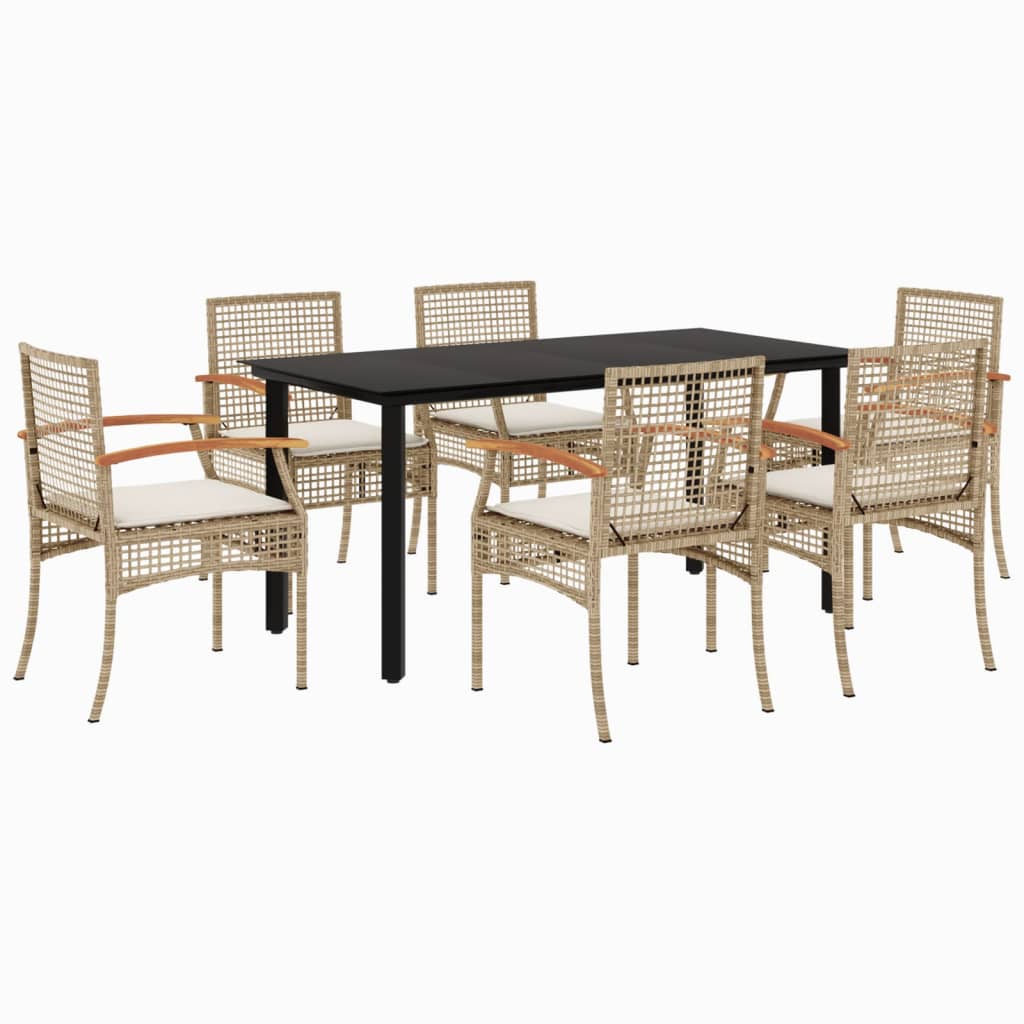 7-delige Tuinset met kussens poly rattan beige is nu te koop bij PeponiXL, paradijselijk wonen!