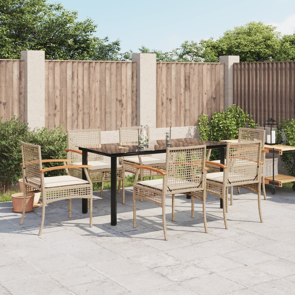7-delige Tuinset met kussens poly rattan beige is nu te koop bij PeponiXL, paradijselijk wonen!