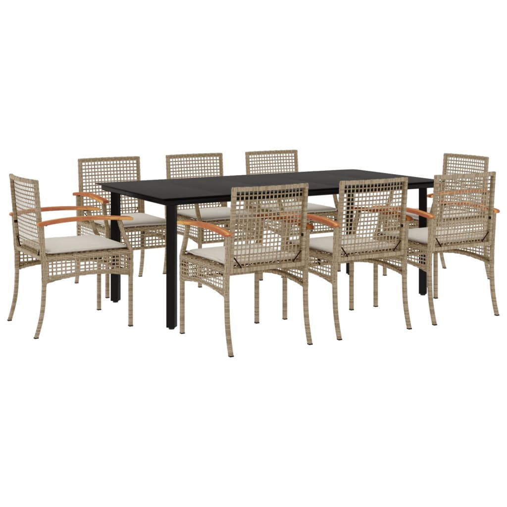 9-delige Tuinset met kussens poly rattan beige is nu te koop bij PeponiXL, paradijselijk wonen!