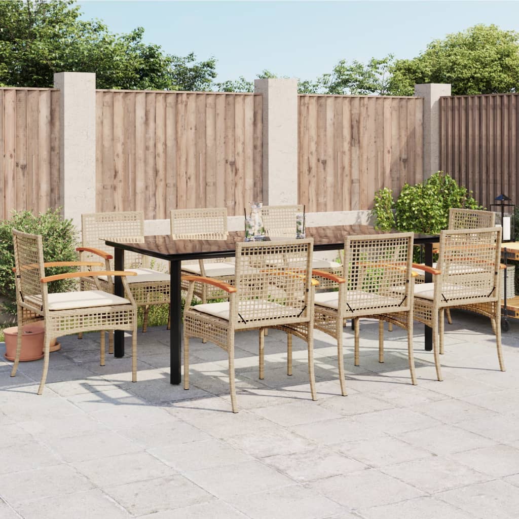 9-delige Tuinset met kussens poly rattan beige is nu te koop bij PeponiXL, paradijselijk wonen!