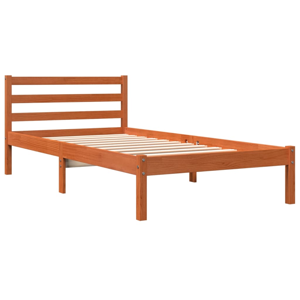 Bedframe zonder matras massief grenenhout wasbruin 75x190 cm is nu te koop bij PeponiXL, paradijselijk wonen!