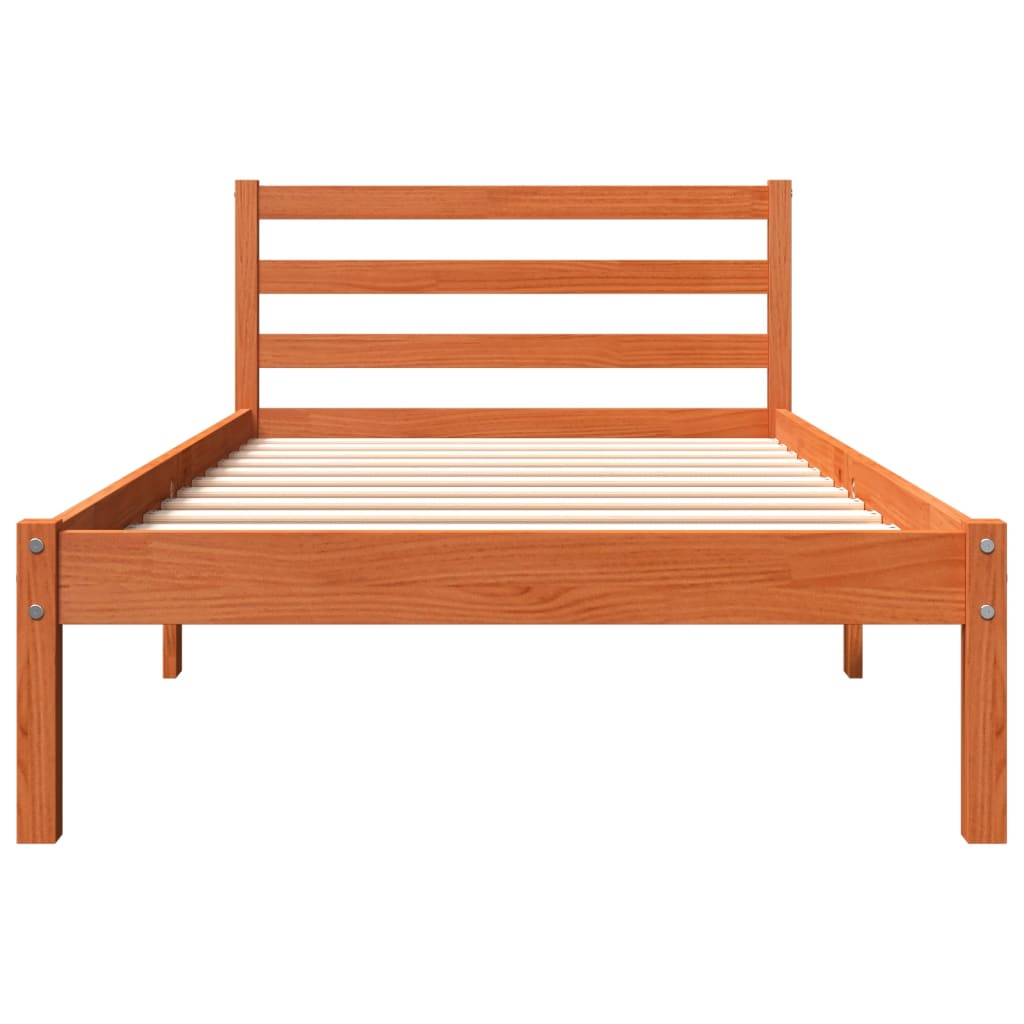 Bedframe zonder matras massief grenenhout wasbruin 75x190 cm is nu te koop bij PeponiXL, paradijselijk wonen!