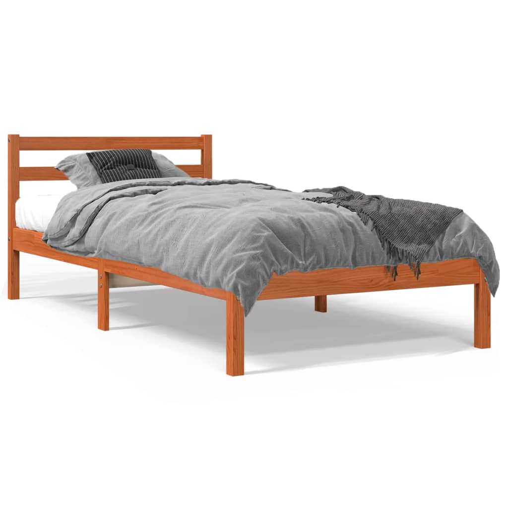 Bedframe zonder matras massief grenenhout wasbruin 75x190 cm is nu te koop bij PeponiXL, paradijselijk wonen!