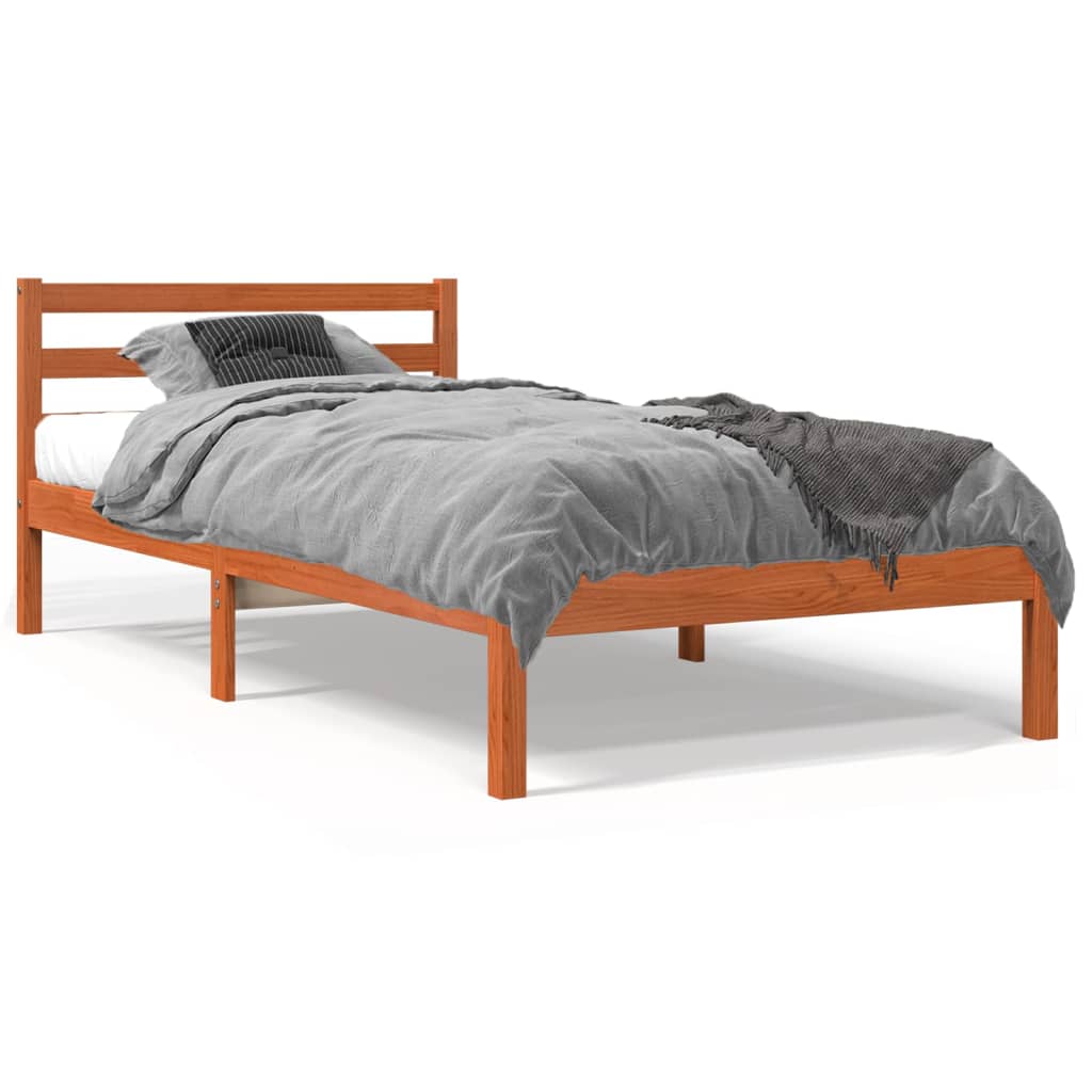 Bedframe zonder matras massief grenenhout wasbruin 90x190 cm is nu te koop bij PeponiXL, paradijselijk wonen!
