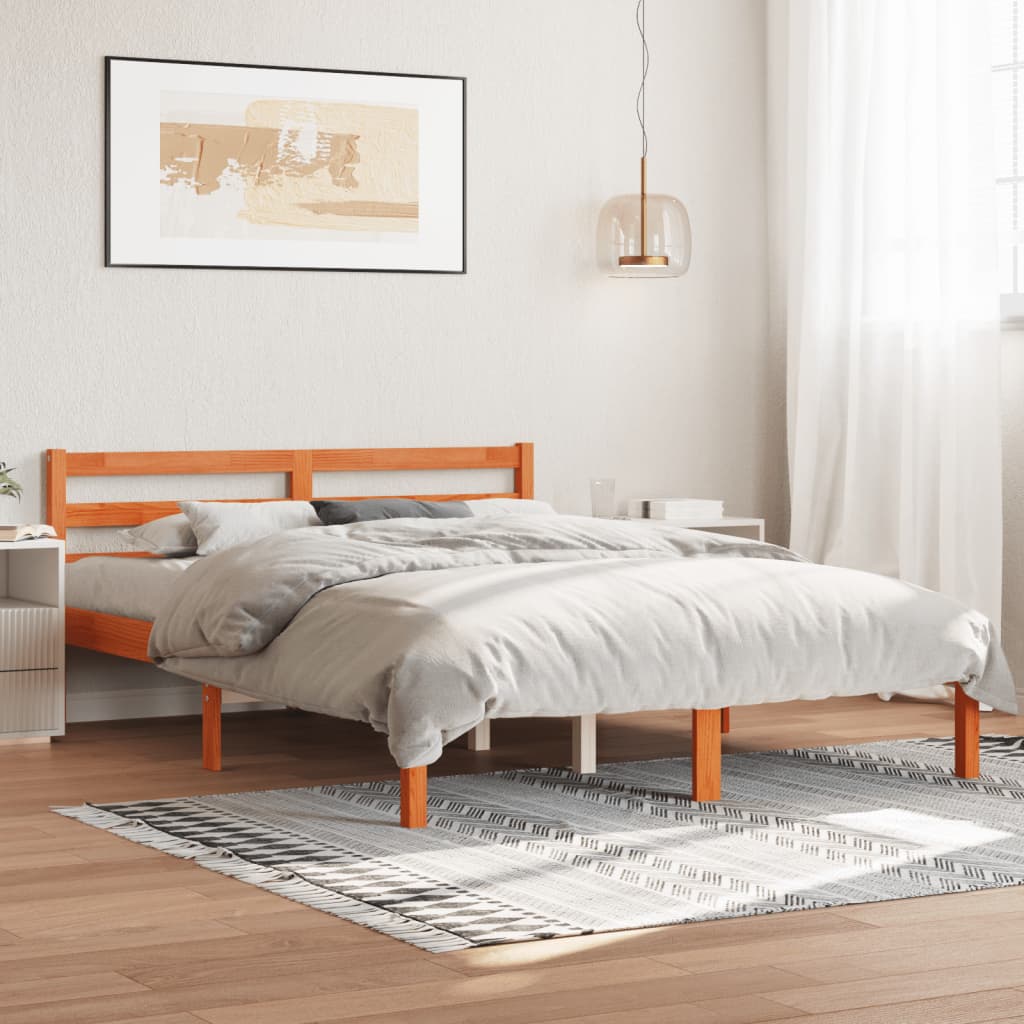Bedframe zonder matras massief grenenhout wasbruin 120x190 cm is nu te koop bij PeponiXL, paradijselijk wonen!
