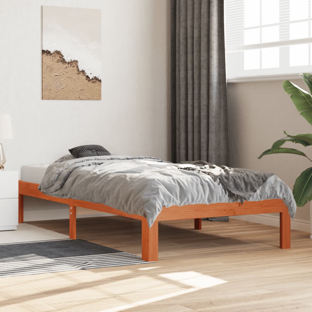 Bedframe zonder matras massief grenenhout wasbruin 75x190 cm is nu te koop bij PeponiXL, paradijselijk wonen!