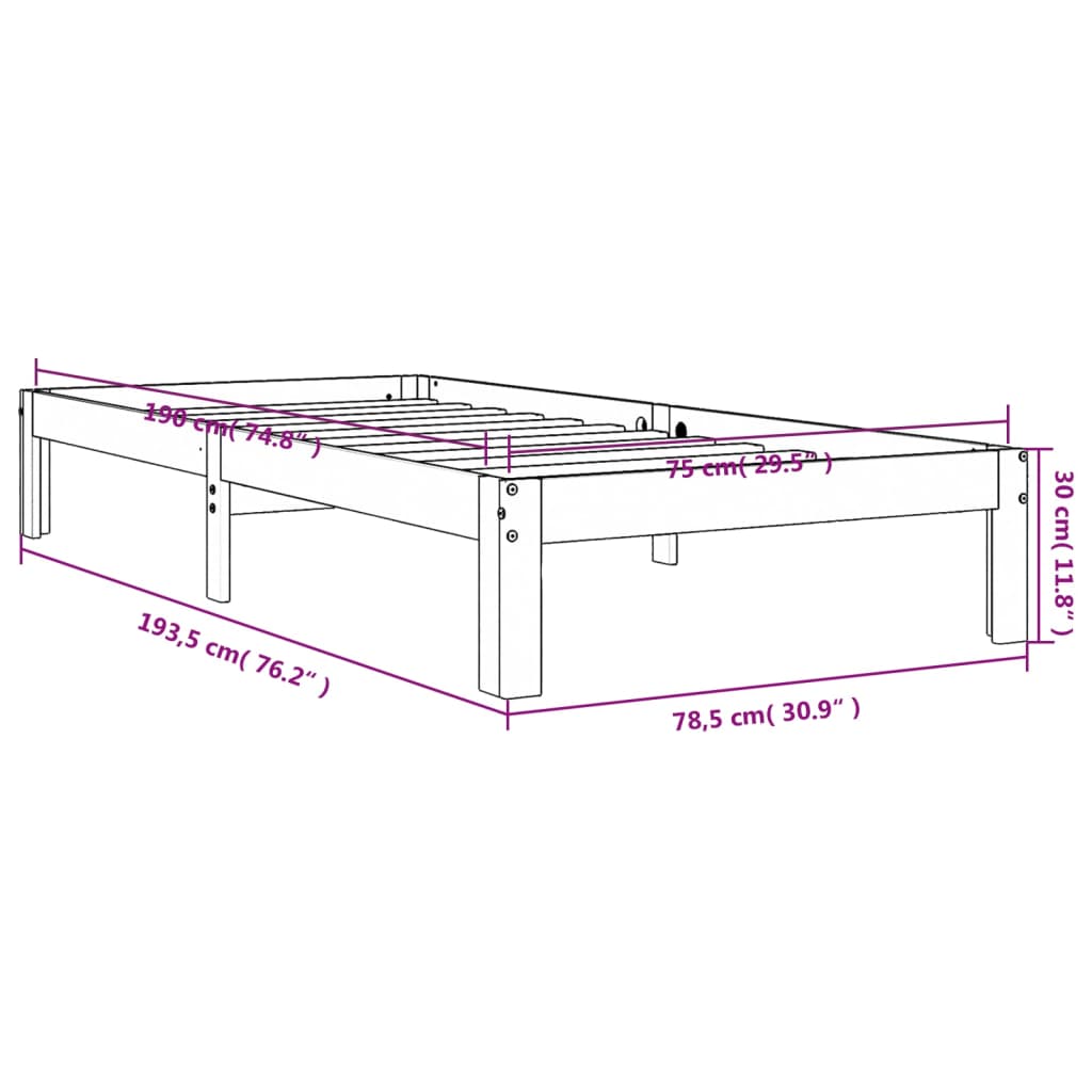 Bedframe zonder matras massief grenenhout wasbruin 75x190 cm is nu te koop bij PeponiXL, paradijselijk wonen!