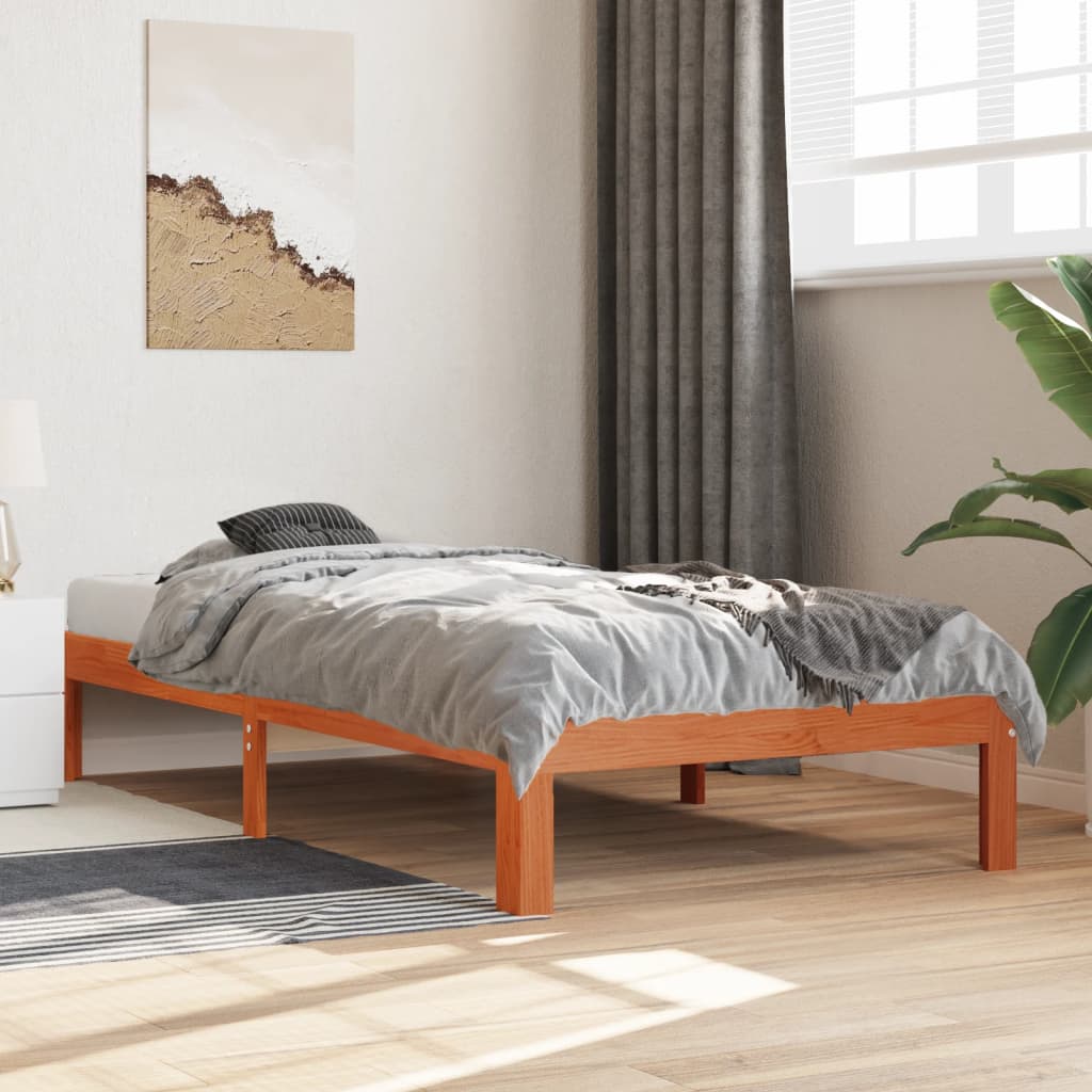 Bedframe zonder matras massief grenenhout wasbruin 90x190 cm is nu te koop bij PeponiXL, paradijselijk wonen!