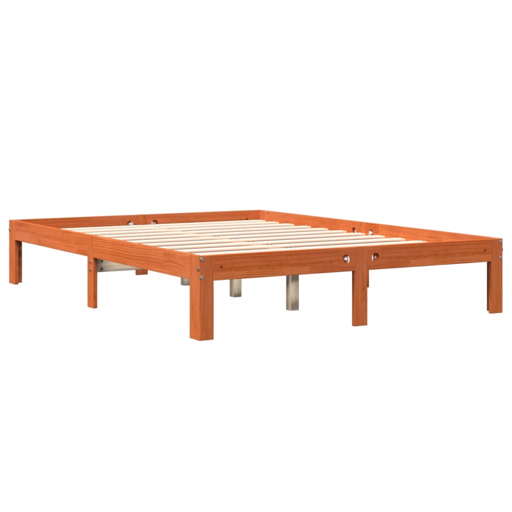 Bedframe zonder matras massief grenenhout wasbruin 135x190 cm is nu te koop bij PeponiXL, paradijselijk wonen!