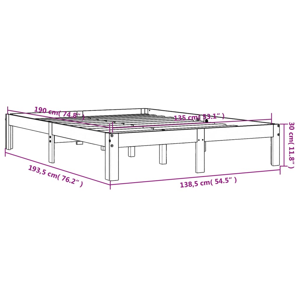 Bedframe zonder matras massief grenenhout wasbruin 135x190 cm is nu te koop bij PeponiXL, paradijselijk wonen!