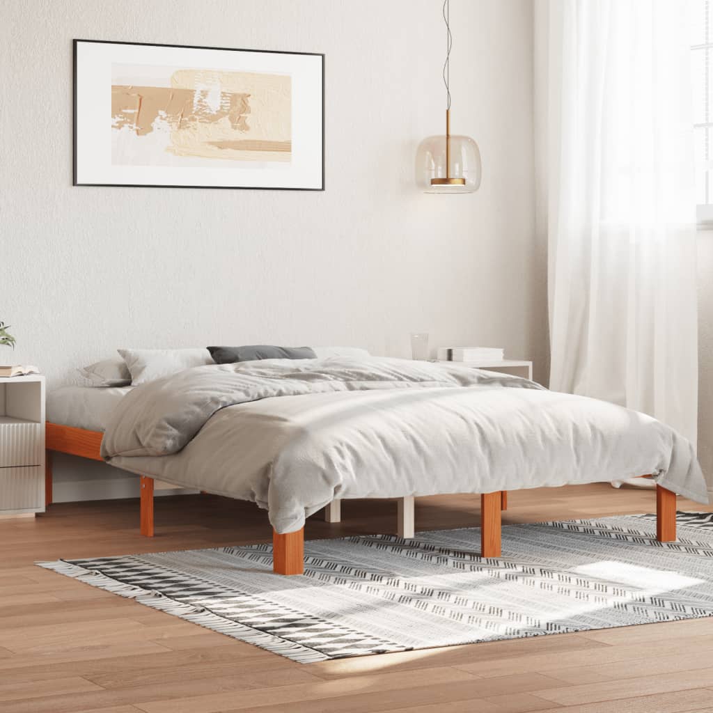 Bed met matras massief grenenhout wasbruin 140x190 cm is nu te koop bij PeponiXL, paradijselijk wonen!