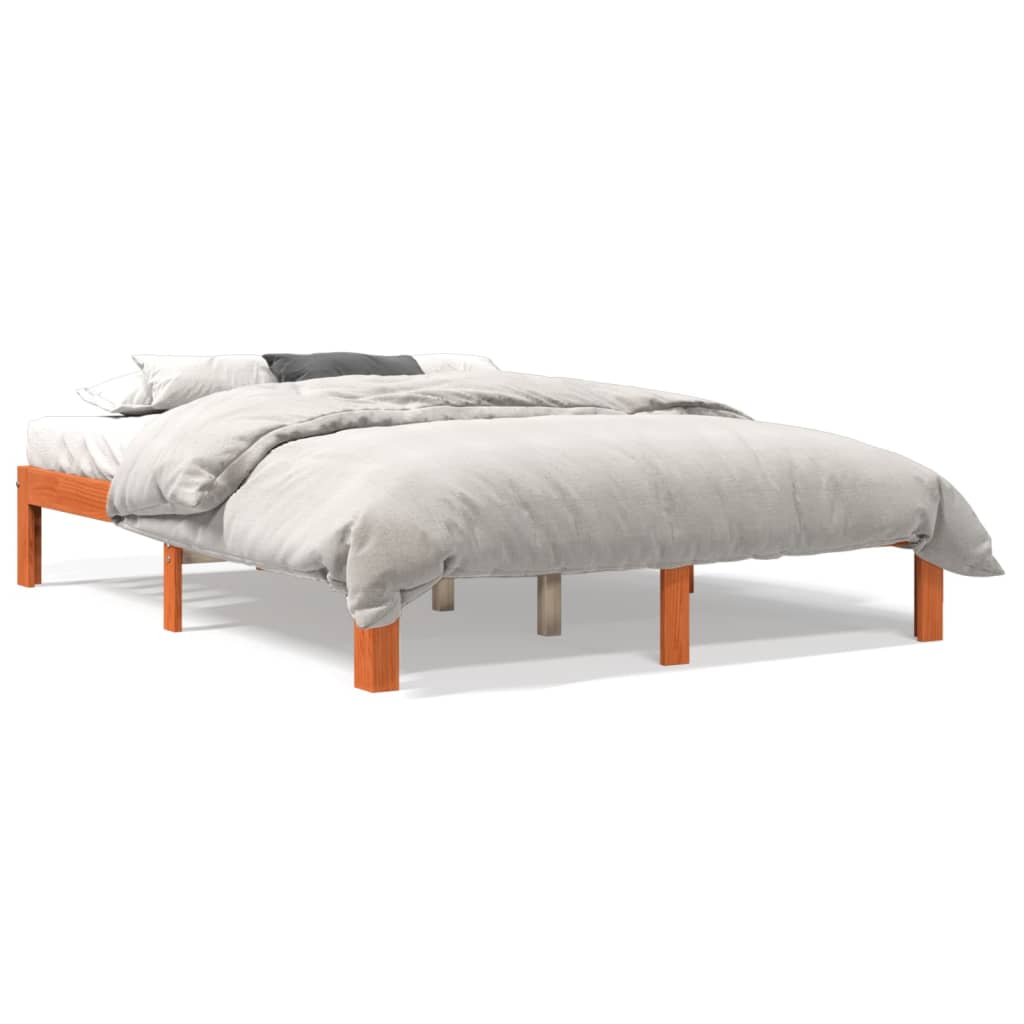 Bed met matras massief grenenhout wasbruin 140x190 cm is nu te koop bij PeponiXL, paradijselijk wonen!