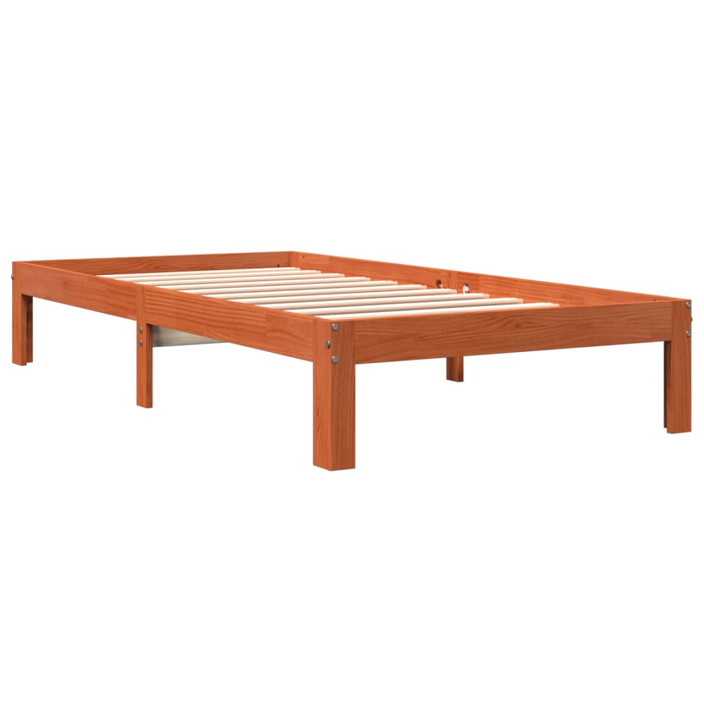 Bedframe zonder matras massief grenenhout wasbruin 100x200 cm is nu te koop bij PeponiXL, paradijselijk wonen!