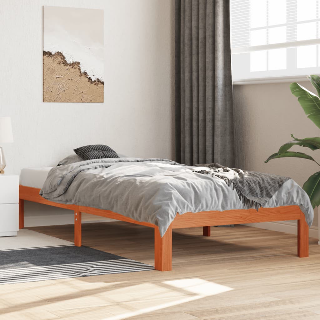 Bedframe zonder matras massief grenenhout wasbruin 100x200 cm is nu te koop bij PeponiXL, paradijselijk wonen!