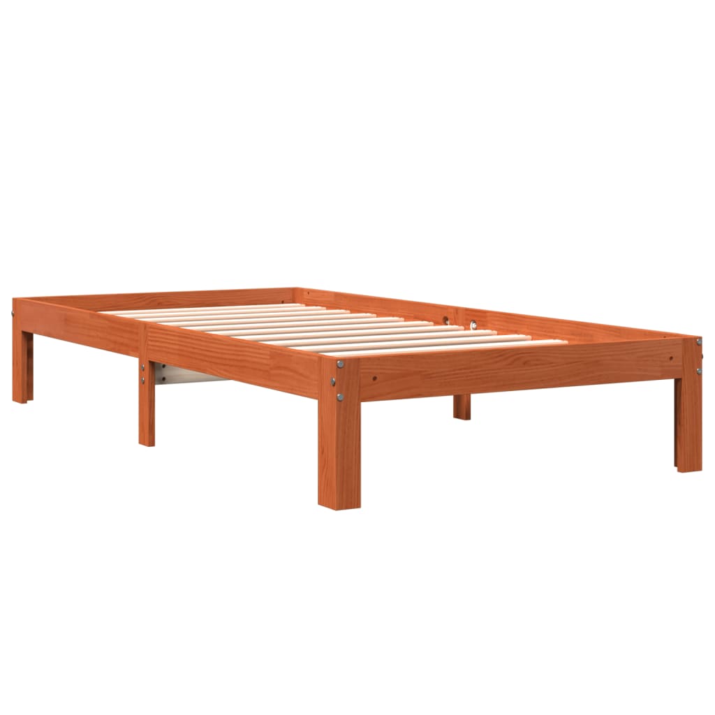 Bedframe zonder matras massief grenenhout wasbruin 100x200 cm is nu te koop bij PeponiXL, paradijselijk wonen!
