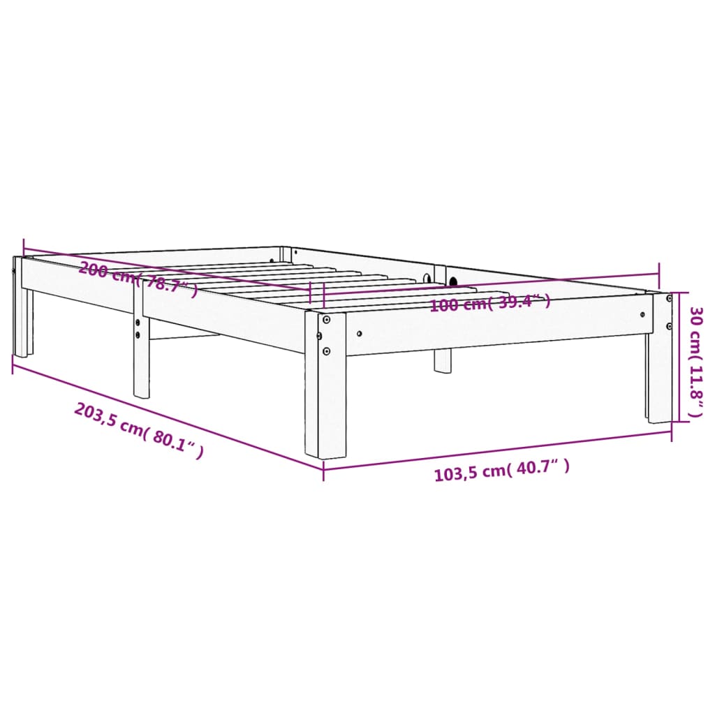 Bedframe zonder matras massief grenenhout wasbruin 100x200 cm is nu te koop bij PeponiXL, paradijselijk wonen!