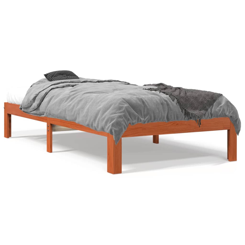 Bedframe zonder matras massief grenenhout wasbruin 100x200 cm is nu te koop bij PeponiXL, paradijselijk wonen!