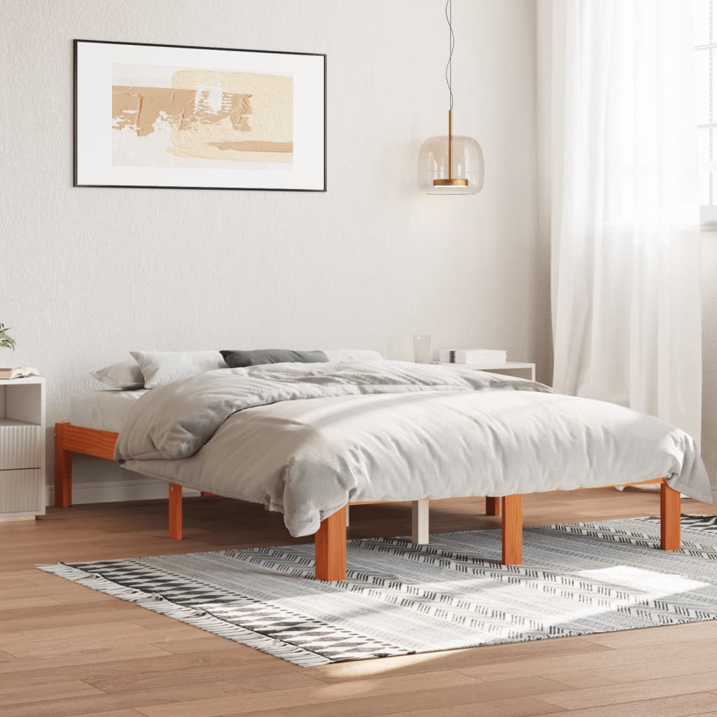Bedframe zonder matras massief grenenhout wasbruin 140x200 cm is nu te koop bij PeponiXL, paradijselijk wonen!