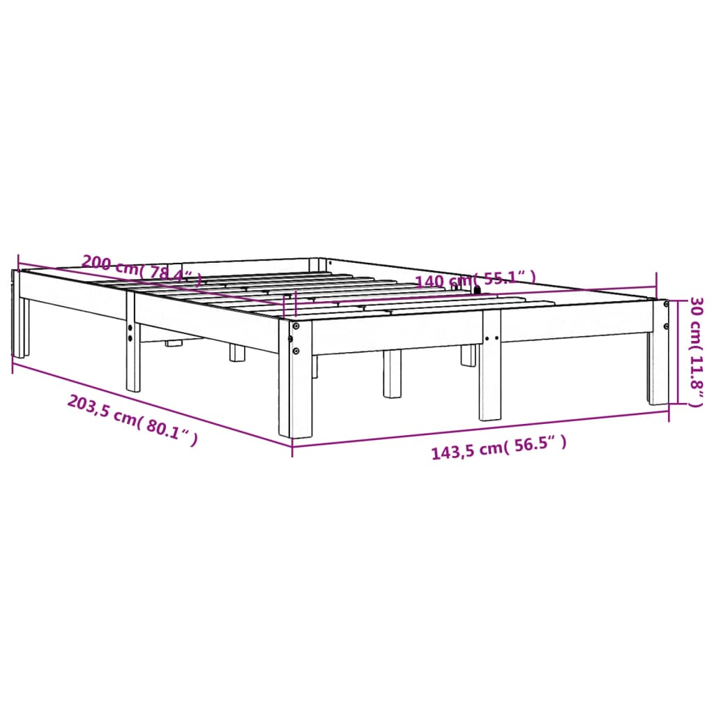 Bedframe zonder matras massief grenenhout wasbruin 140x200 cm is nu te koop bij PeponiXL, paradijselijk wonen!