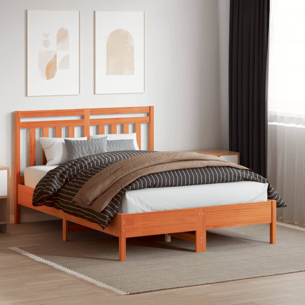 Hoofdbord 135 cm massief grenenhout wasbruin is nu te koop bij PeponiXL, paradijselijk wonen!