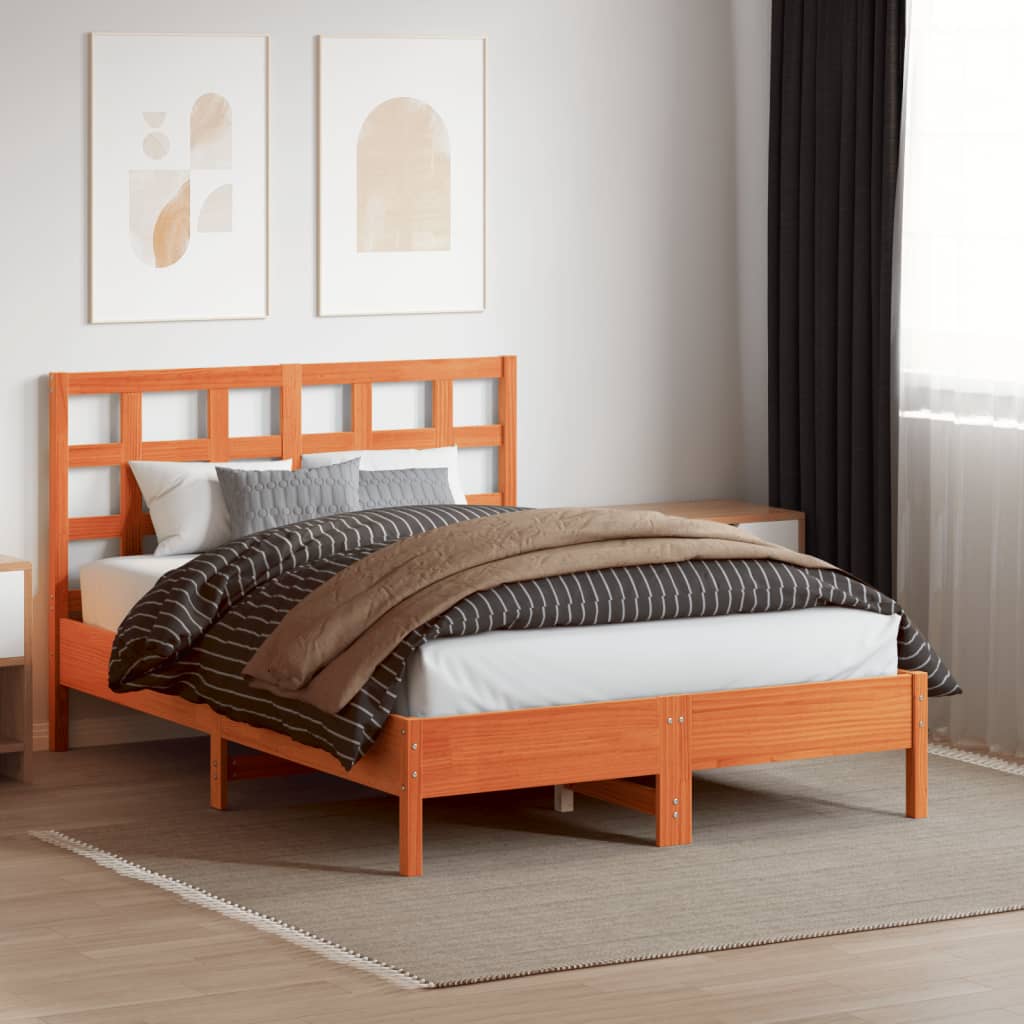 Hoofdbord 135 cm massief grenenhout wasbruin is nu te koop bij PeponiXL, paradijselijk wonen!