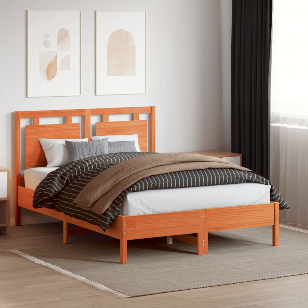 Hoofdbord 135 cm massief grenenhout wasbruin is nu te koop bij PeponiXL, paradijselijk wonen!