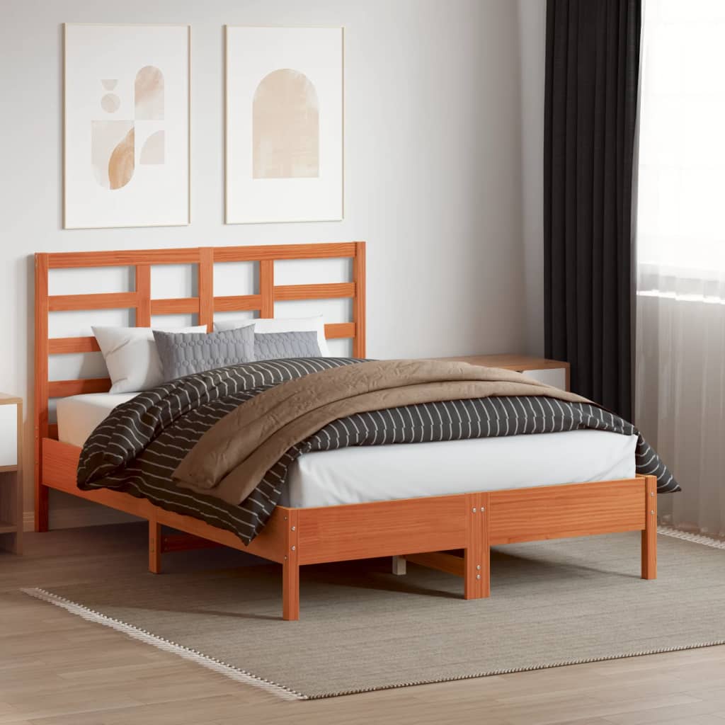 Hoofdbord 135 cm massief grenenhout wasbruin is nu te koop bij PeponiXL, paradijselijk wonen!