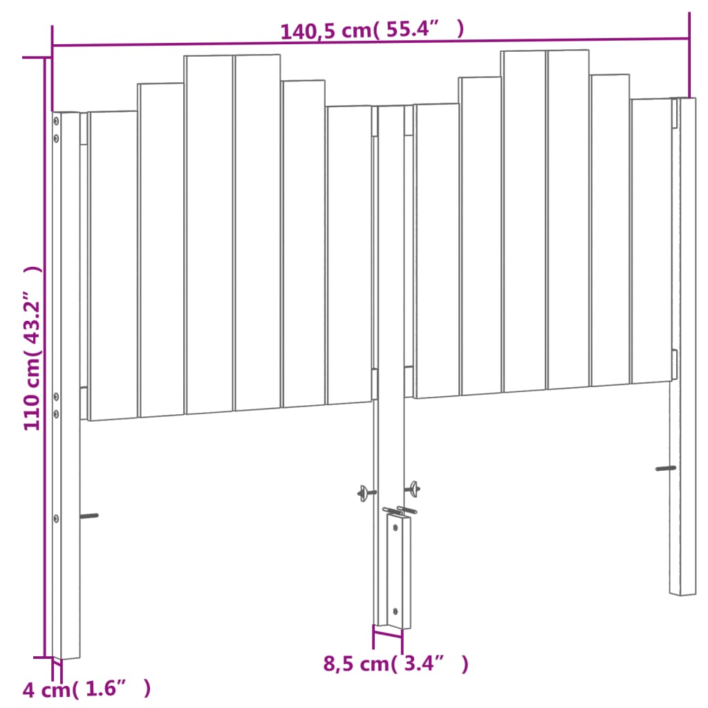 Hoofdbord 135 cm massief grenenhout wasbruin is nu te koop bij PeponiXL, paradijselijk wonen!
